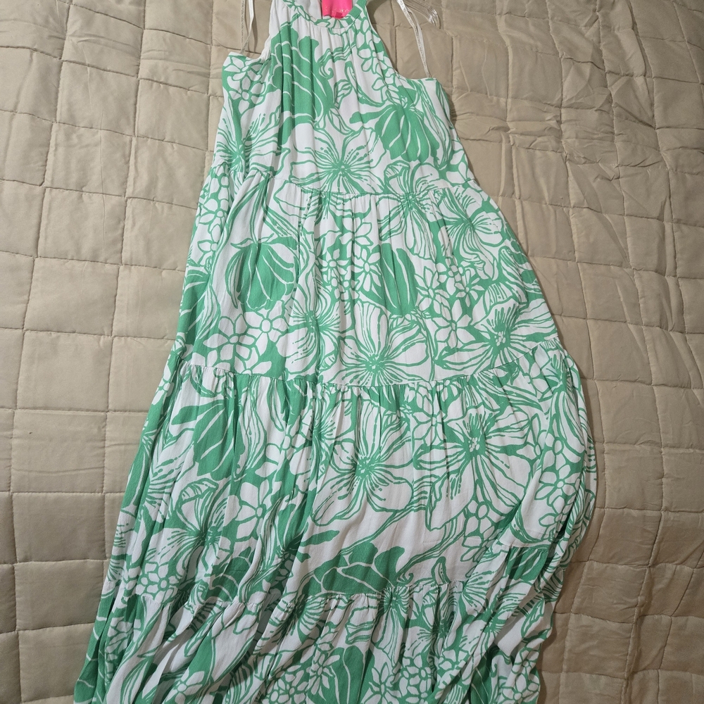 Lilly Pulitzer Green and White Floral Dress